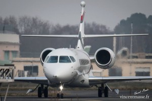 Le Falcon 5X au roulage à Bordeaux 