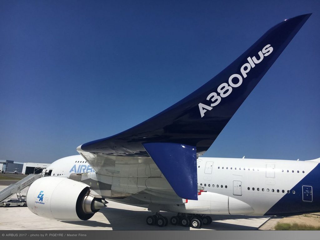 La maquette de l'A380plus présenté sur l'A380 F-WWDD du Musée de l'Air et de l'Espace du Bourget