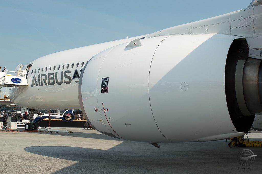 Le moteur Trent XWB-97 qui développe la poussée la plus importe de la gamme A350 avec 492kN